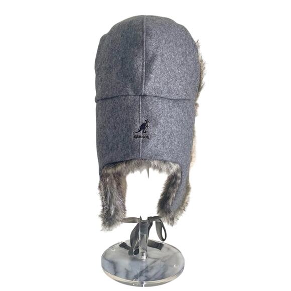 NWT Kangol Wool Ushanka Flannel Hat K0102FA Trapper Style Gray Faux Fur Sz Small - Picture 9 of 10